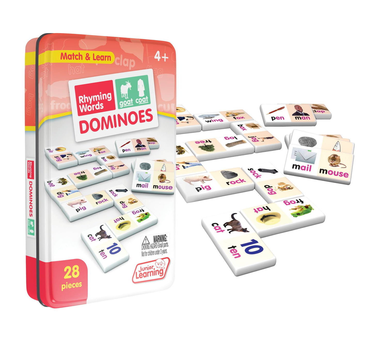 Junior Learning Rhyming Word Dominoes Educational Action Games, Multi, Model: Jl490