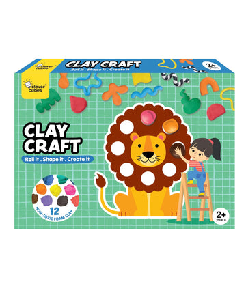Clever Cubes Clay Craft | Art & Craft kit | Motor Skill Activity | Mould & Stick | NonToxic Soft Clay | MultiColours | Birthda