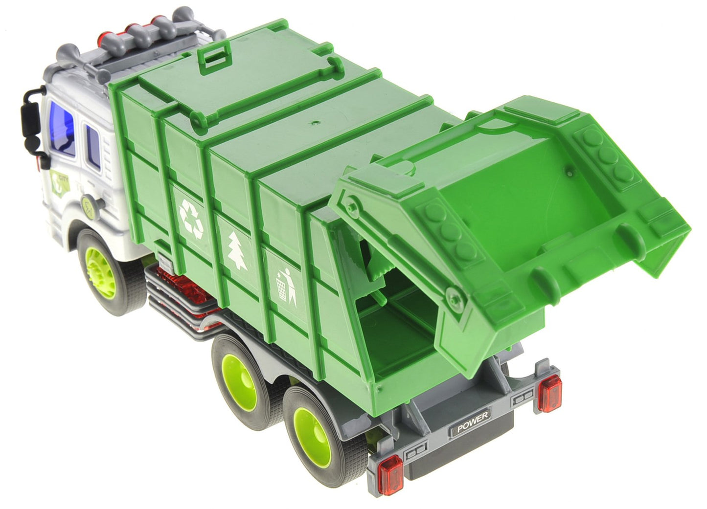 PowerTRC Friction Powered Garbage Truck Toy with Lights and Sounds
