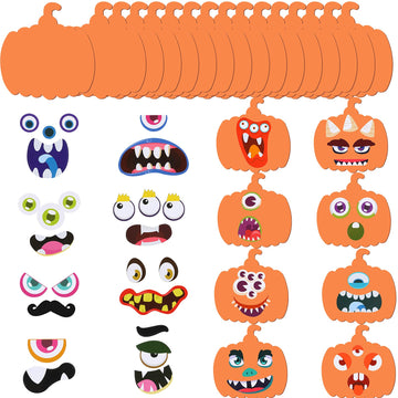 32 Pieces Halloween Foam Pumpkin Craft Kit And Pumpkin Foam Stickers Self Adhesive Halloween Stickers For Kid'S Halloween Party Crafts Decorations (Funny Style)
