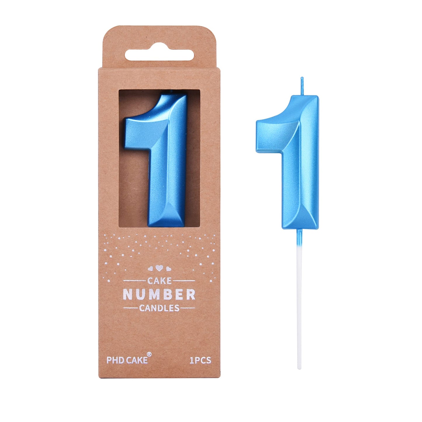 PHD CAKE 2.76 Inch Diamond Blue 1 Number Birthday Candles, Blue Number Candles, Cake Number Candles, Party Celebration