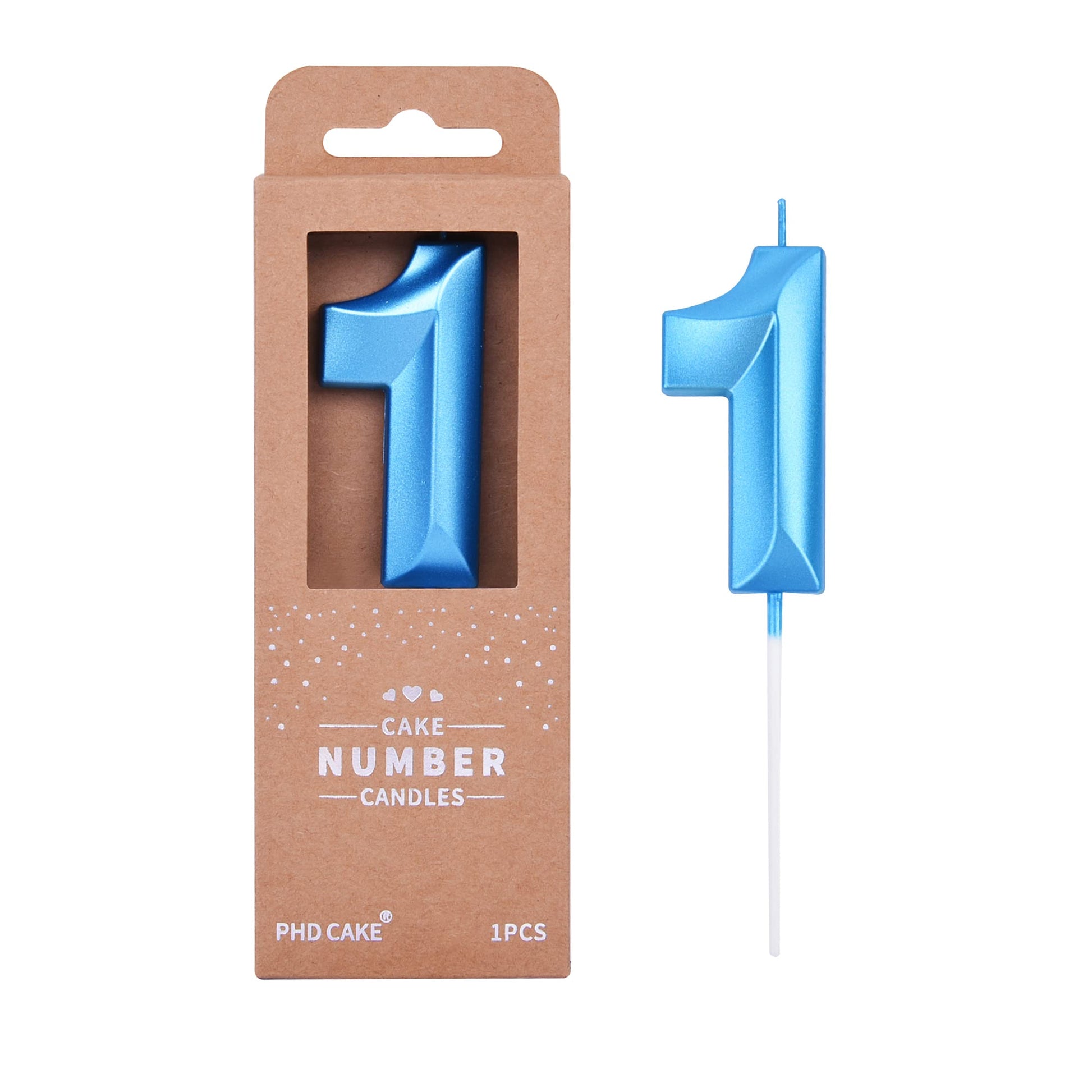 PHD CAKE 2.76 Inch Diamond Blue 1 Number Birthday Candles, Blue Number Candles, Cake Number Candles, Party Celebration