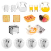Simarro Miniature Dollhouse Breakfast Accessories, 46 Pcs 1:12 Scale Mini Toast Machine Bread Milk Eggs Cups Fruits Plates Fork