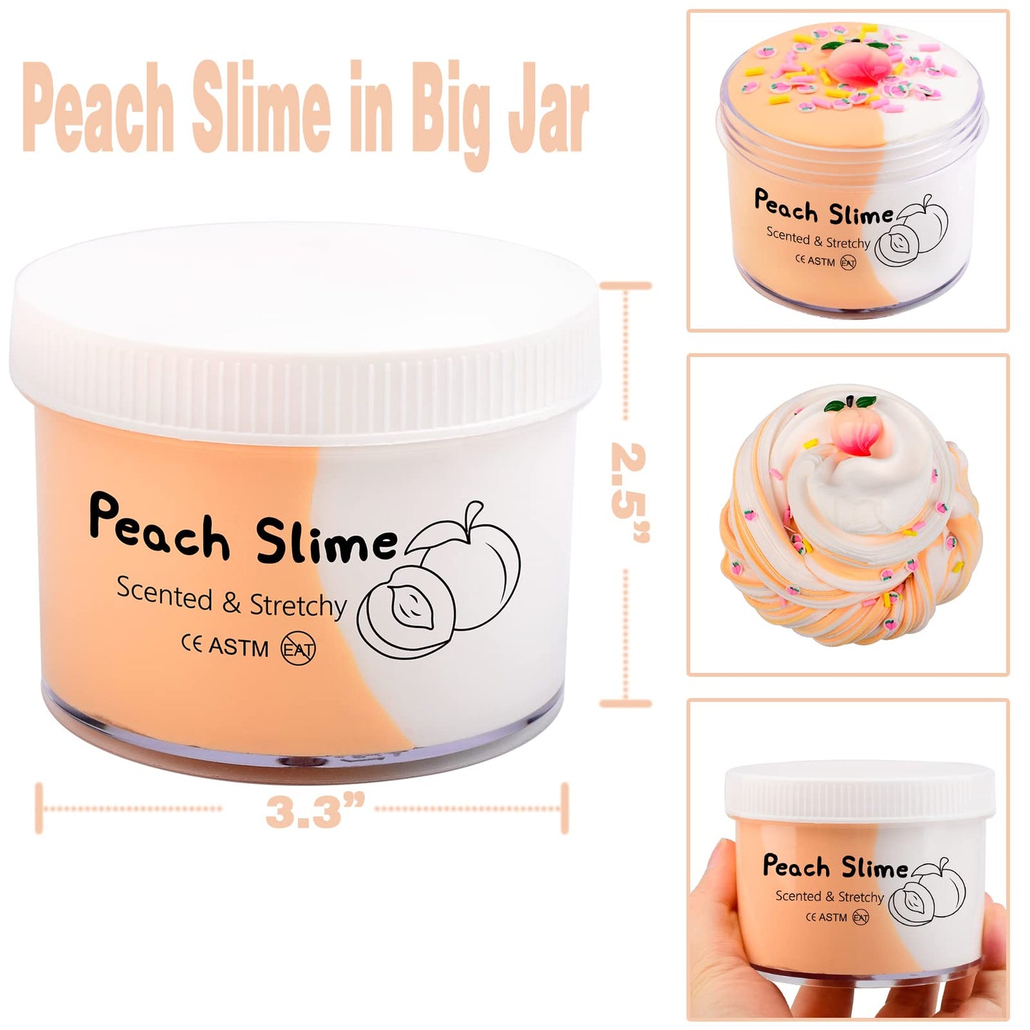 Cioaiwae Peachybbies Cake Butter Slime Kit, Party Favors Slime For Girls Boys, Soft & Non-Sticky, Slime Putty Toys For Kids(7Oz