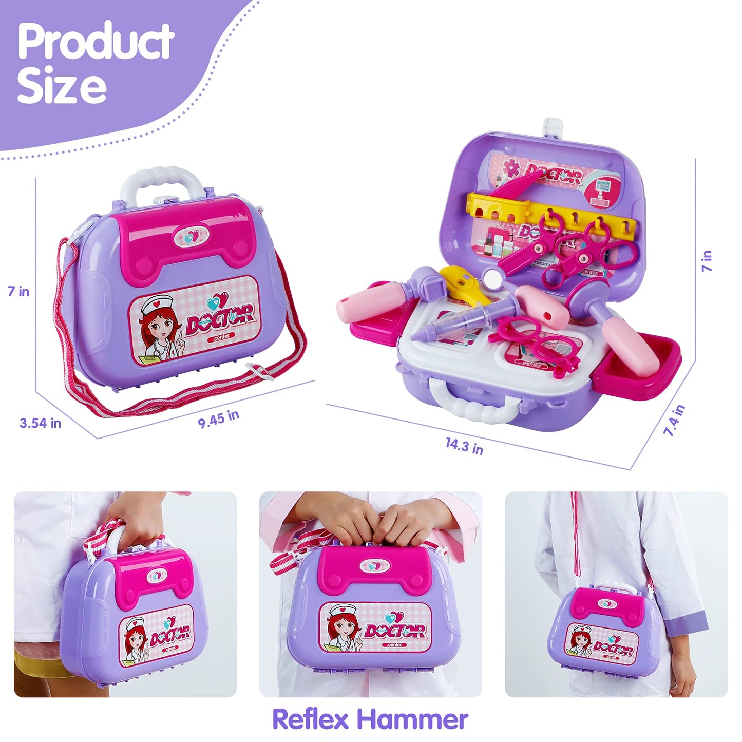 GINMIC Doctor Kit for Toddlers 3-5, 22 Pieces Pretend Play Doctor Set with Halloween Role Play Doctor Costume and Carry Case for