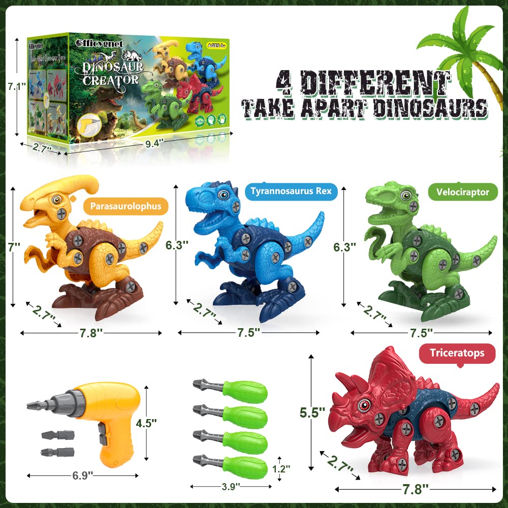 Dinosaur Toys for 3  4  5  6  7 Year Old Boys  Take Apart Toys with Electric Drill for Kids  STEM Educational Construction Building Toy  Ideal Birthday Christmas Easter Gifts  Incl Tyrannosaurus Rex