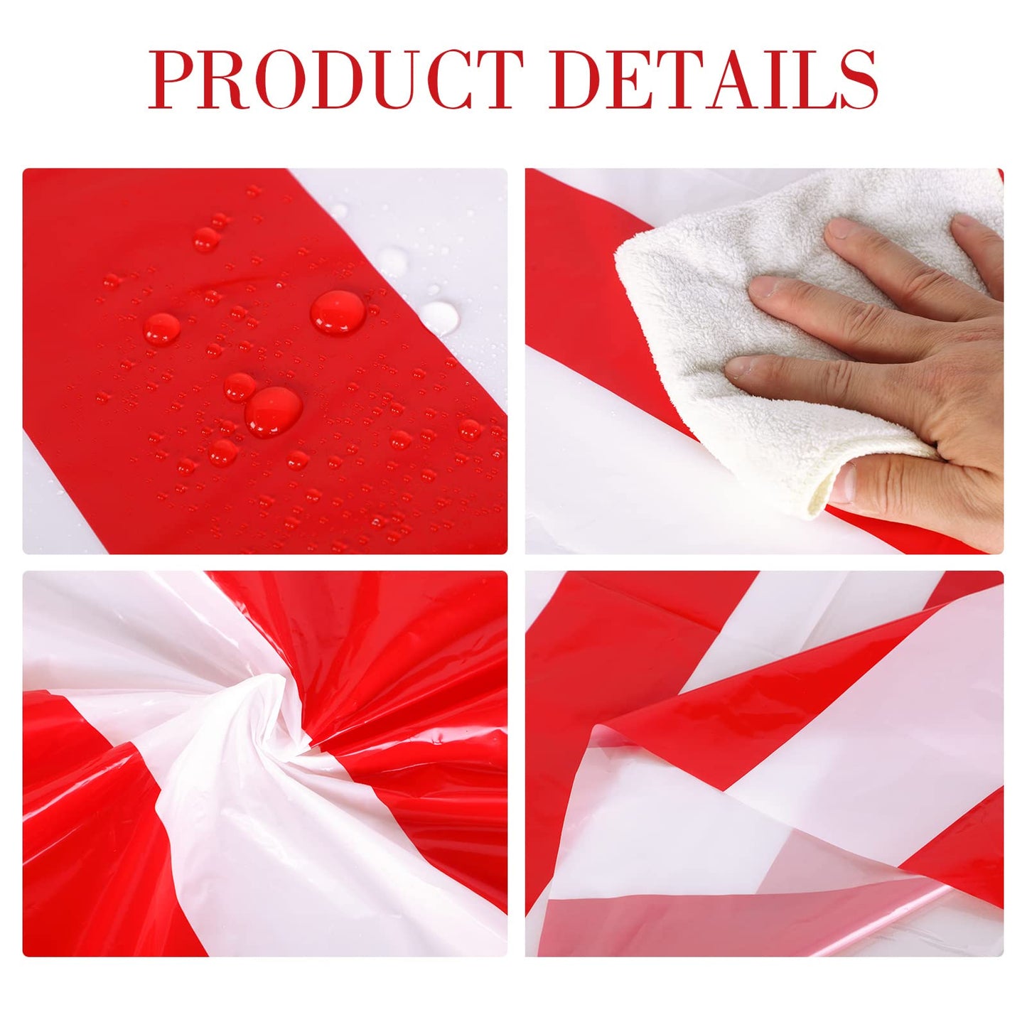 Tatuo 3 Pcs Red and White Round Circus Table Cloth 84 Inch Carnival Circus Tablecloths Striped Disposable Plastic Table Cover fo