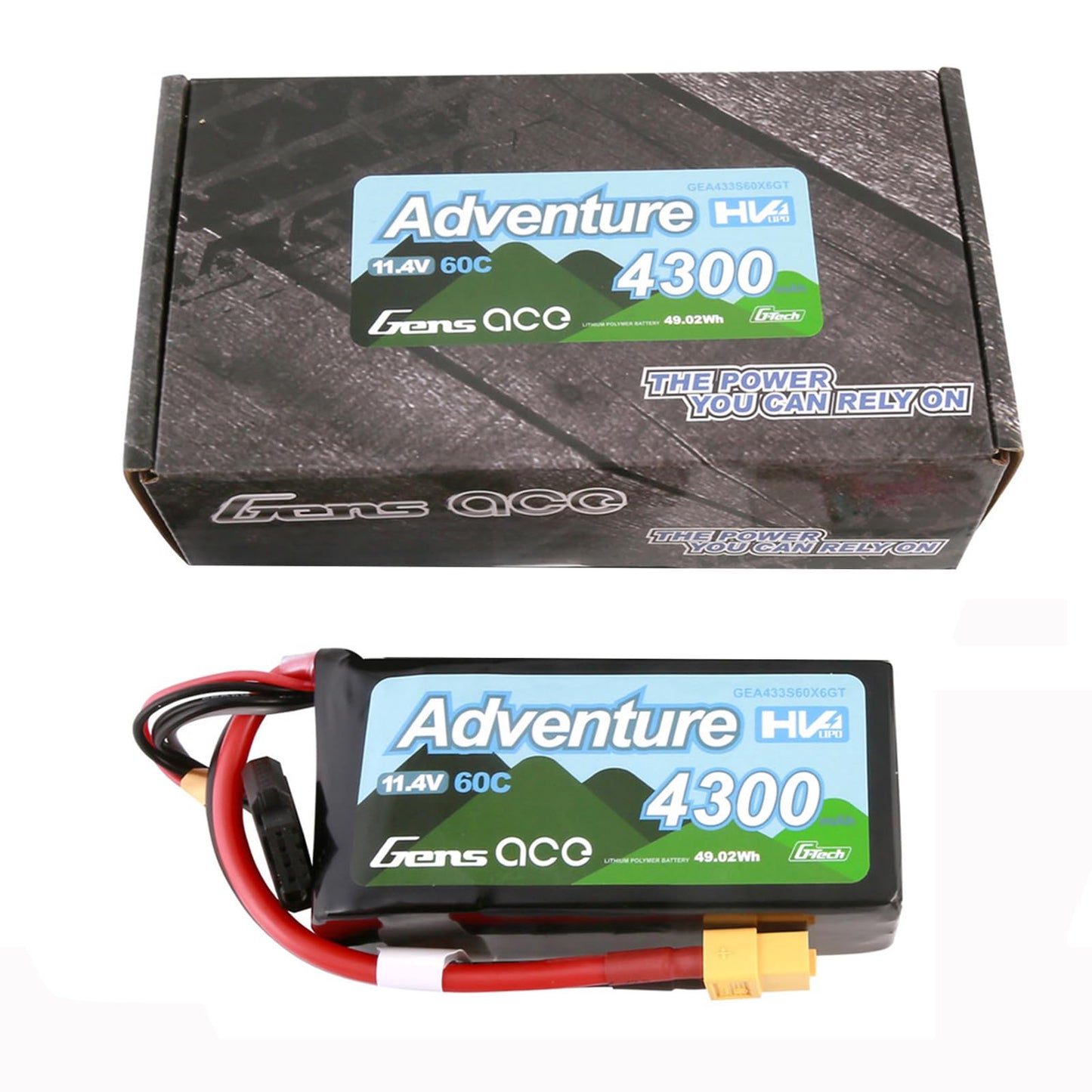 Gens Ace G-Tech Adventure High Voltage 11.4V 4300Mah 60C 3S Lipo Battery With Xt60 Plug
