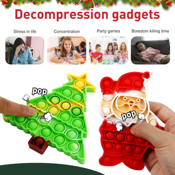 Qetrabone 6 Pcs Christmas Fidget Toy Set, Push Bubble Fidget Sensory Toy For Adult Children, Party Game Decor Gift Xmas Stockings Toys Christmas Decorations Autism Adhd Decompression Toys