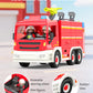 Coroiesty Large Fire Truck Toy - 14.57"x8.27"x5.51", Plastic, Lights & Siren Sounds, DIY Rescue Vehicle for Kids 3-8 Years Old