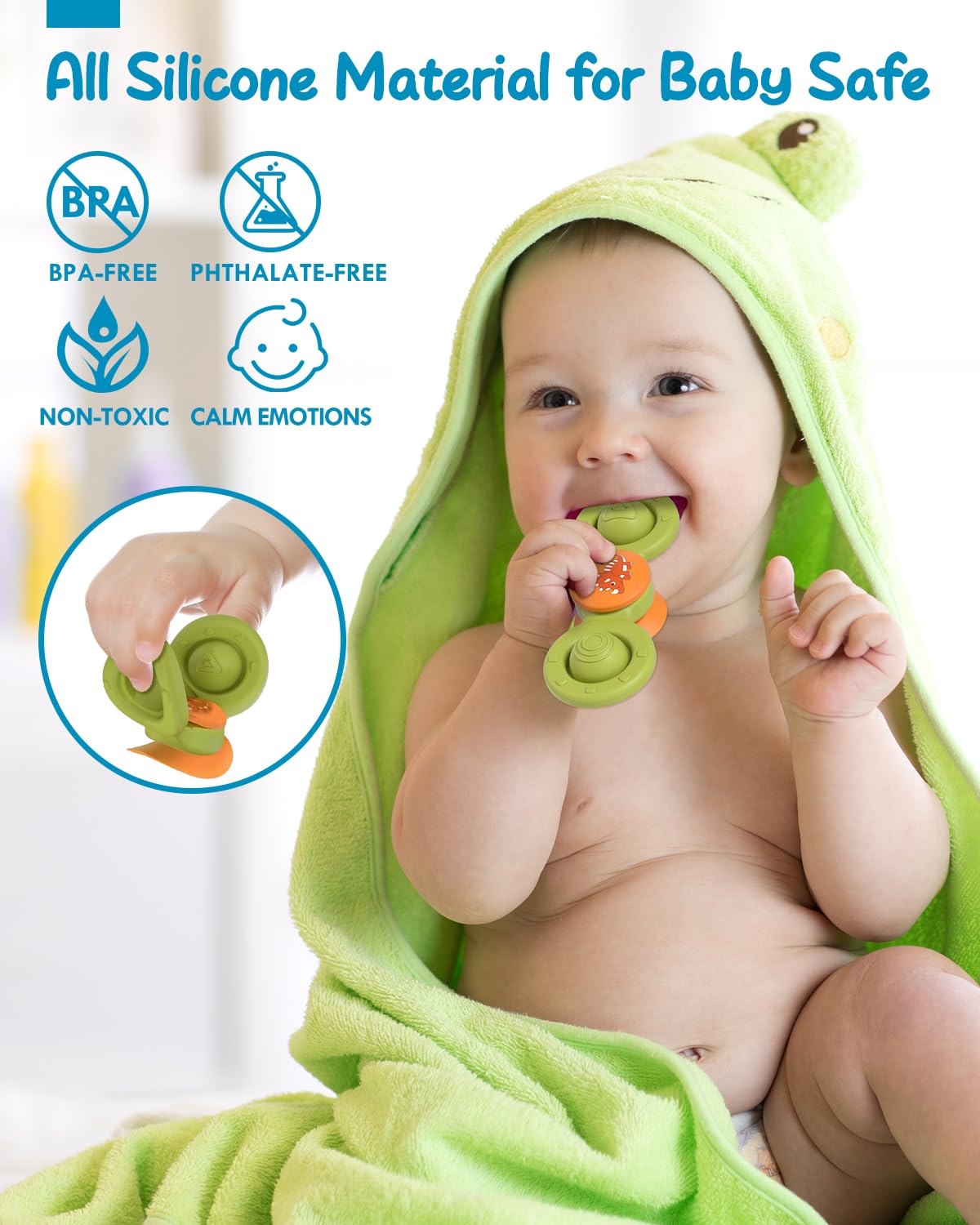 Lehoo Castle Toddler Bath Toys, 3 Pcs Silicone Suction Cup Spinner Toys, Baby Toys For 1+ Year Old, Spinners For Babies, Toys For 1 Year Old, Sensory Toys For Toddlers 1-3