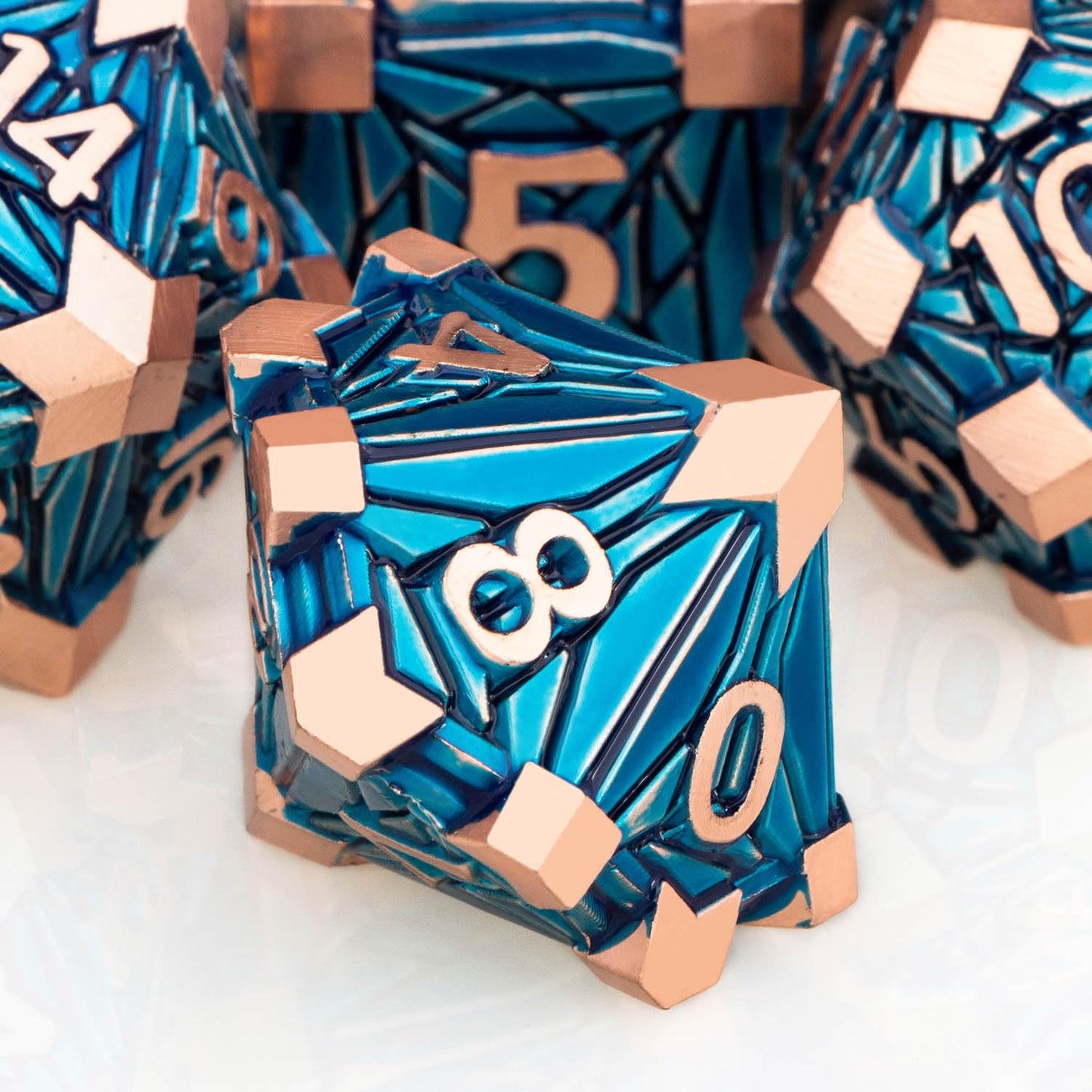 ORIFANTOU Metal DND Dice Set Dungeons and Dragons Dice with Box, Copper Blue Debris D&D Dice RPG D and D Dice Role Playing Game