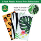 Animal Safari Tablecloth Jungle Animal Theme Tablecover Tiger Zebra Giraffe Print Table Cover Tropical Leaf Tablecloth Party Supplies For Jungle Safari Birthday Baby Showers (Greenery Style, 3 Pcs)