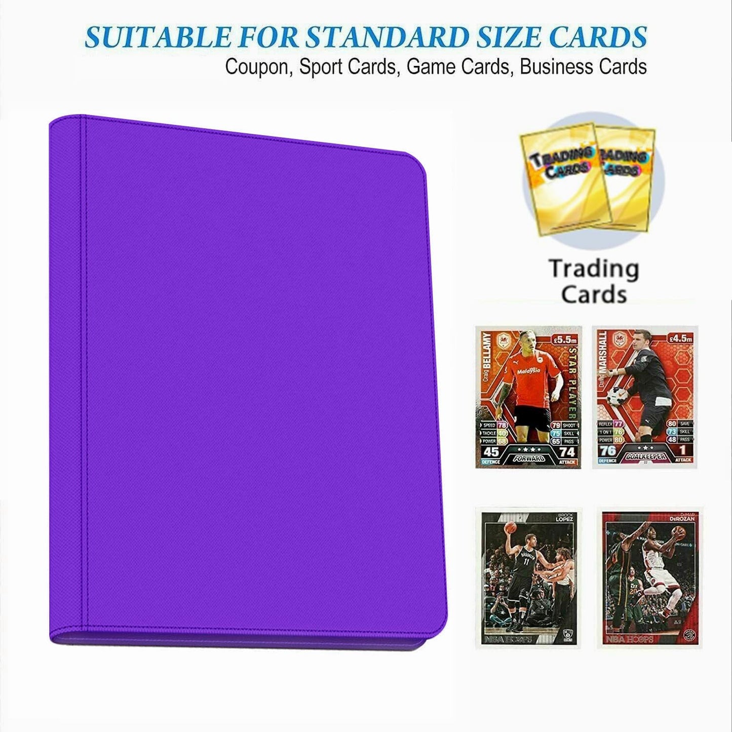 enhanced 9-Pocket Zippered Trading Card Binder  540 Pockets Double-Sided Side-Loading Card Organizer Album  PU Leather Card Holder Protector for MTG  TCG  Sports Cards (Purple)