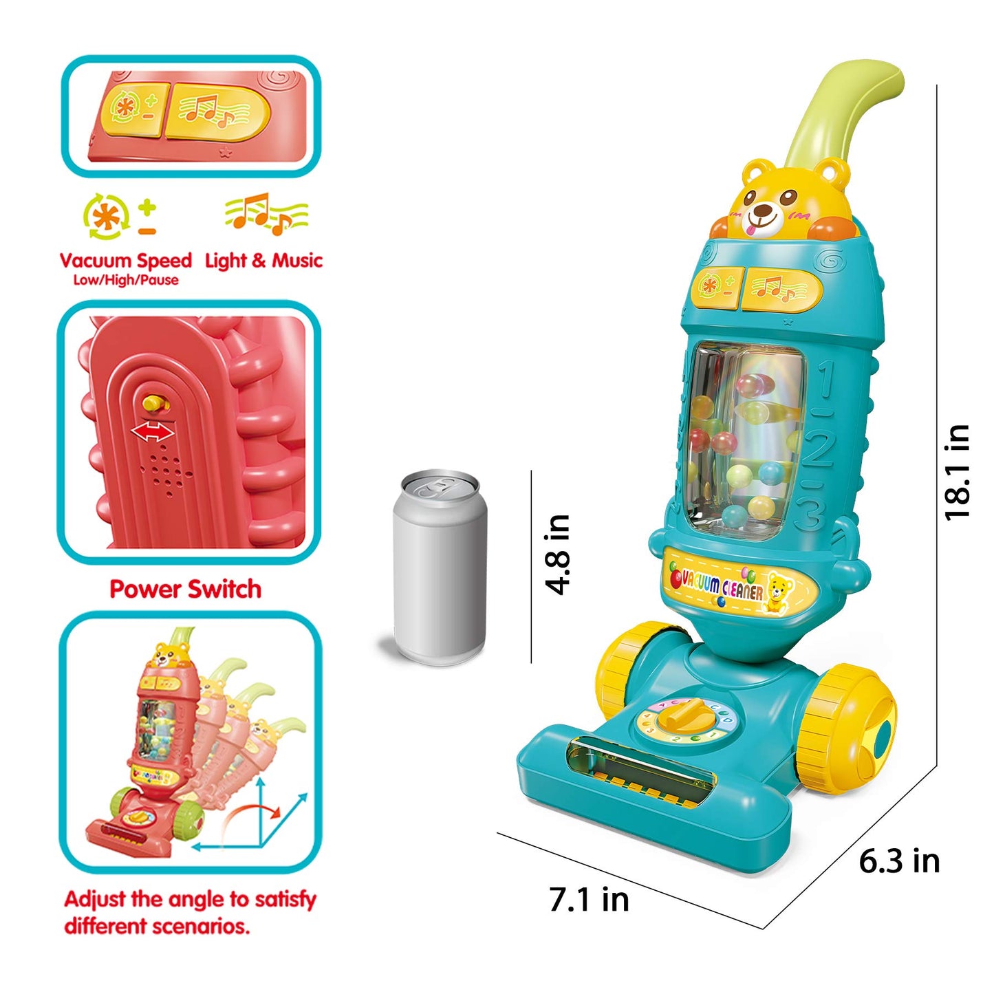 Superhigh Kids Vacuum Cleaner Toy For Toddler, Toy Vacuum With Lights & Sounds Effects, Great 3-6 Year Old Girl Gifts And Boys,