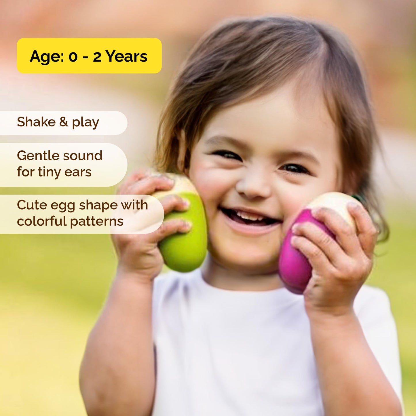 Shumee Wooden Easter Egg Shakers for Babies | Baby Easter Basket Stuffers Gift | 100% Child Safe & Non-Toxic | Montessori Musica
