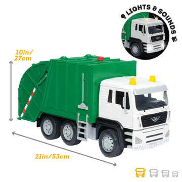 Driven by Battat - Large Toy Recycling Truck For Kids - Toy City Vehicle - Lights & Sounds Toy Truck - Movable Parts - 3 Years +