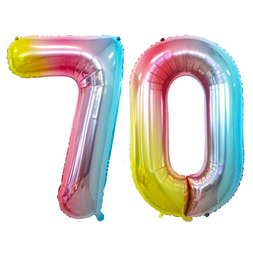 Goer Number 70 Balloons For 70Th Birthday Party Decorations,42 Inch Jumbo Foil Helium Balloons For 70Th Anniversary (Rainbow)