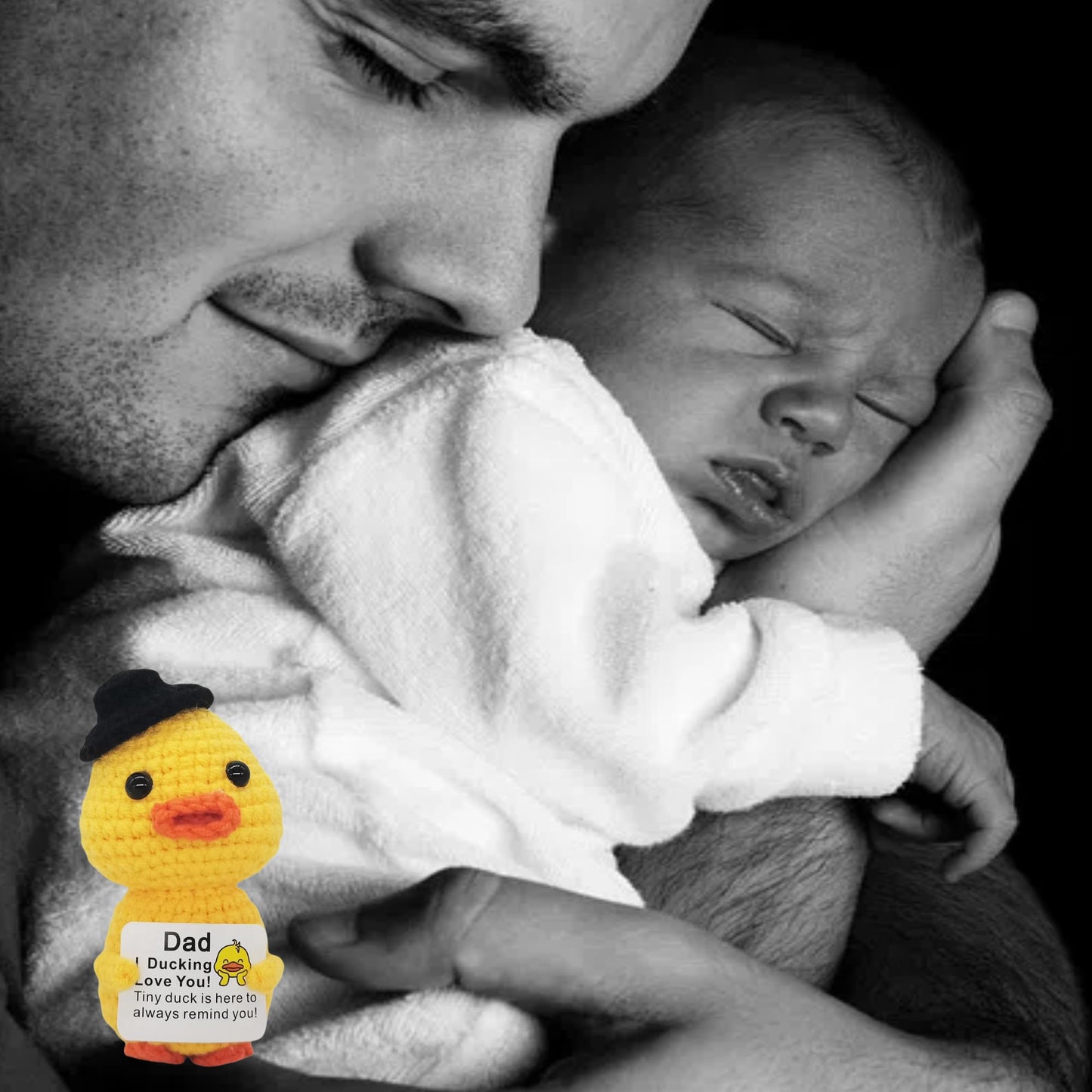 qyqkfly Funny Crochet Handmade Emotional Ducks Gifts for Dad Mental Support Positive Supportive Encouragement Christmas Pickle P