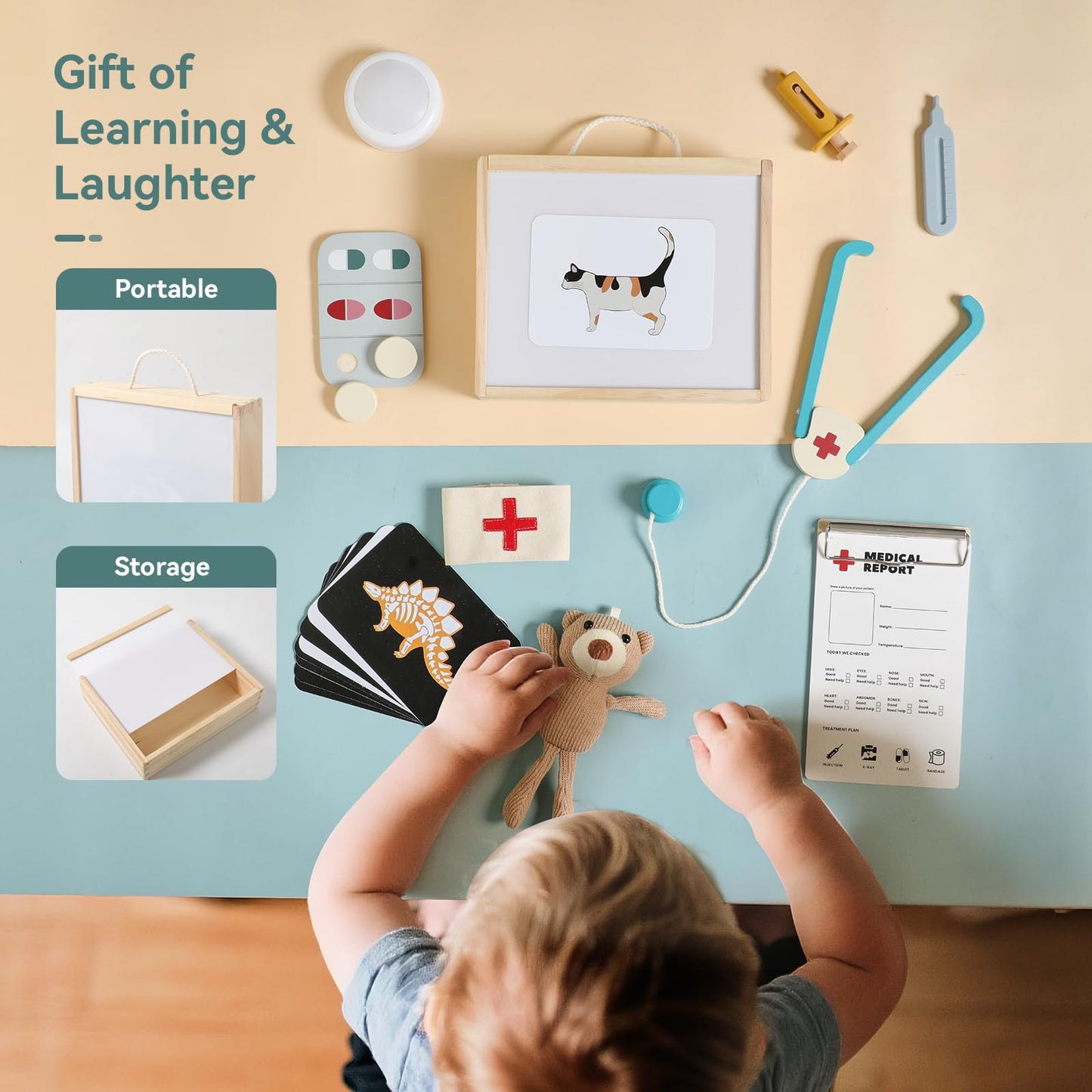 EERKEOD Kids Vet Doctor Kit | STEM Toy with Stethoscope & Anatomy Models | Child-Size Interactive Pretend Play