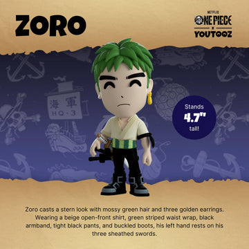 Youtooz Zoro Figure, 4.7' Zoro One Piece Youtooz Figure, Detailed Collectible One Piece Figure By Youtooz One Piece Anime Collection