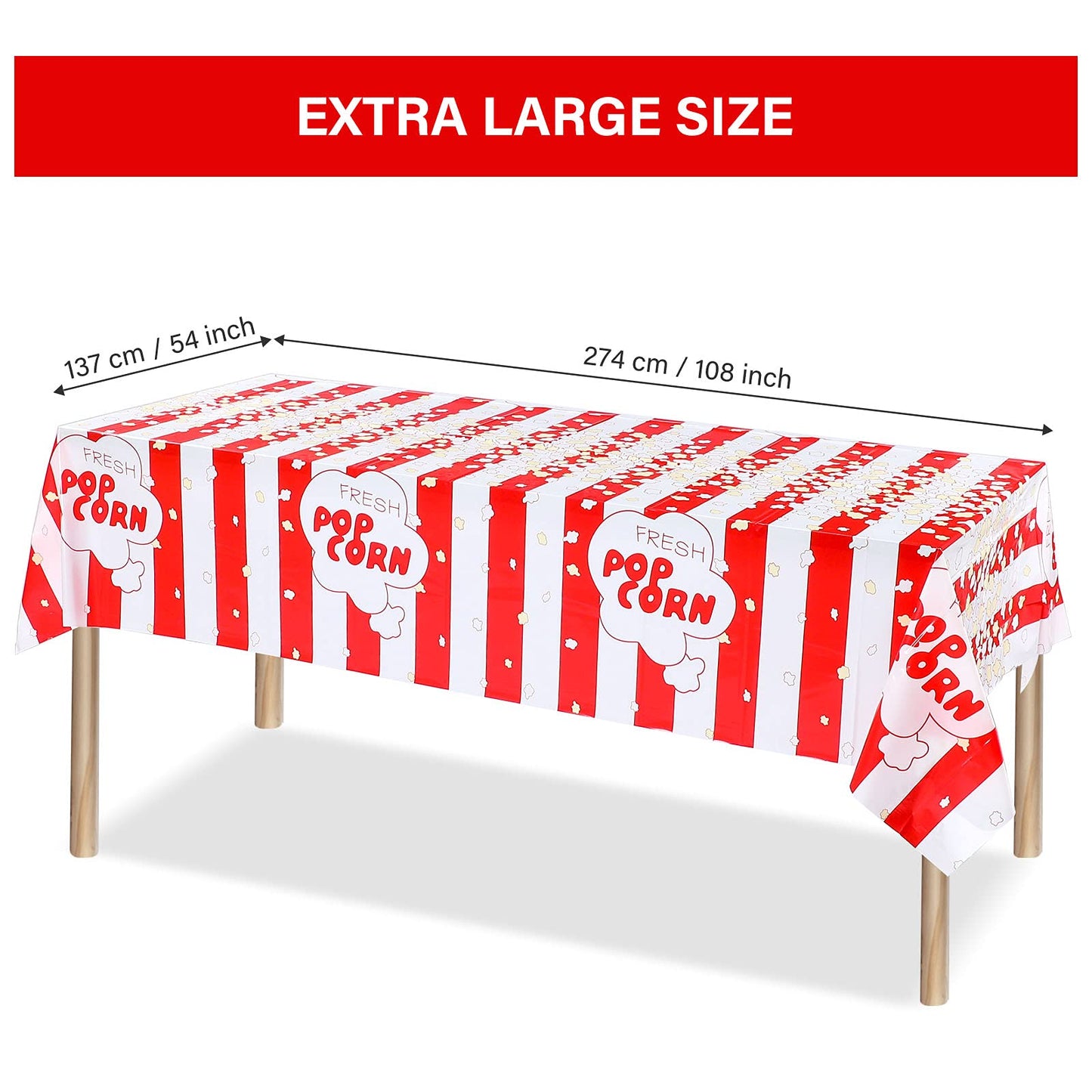 3 Pieces Popcorn Tablecloth Decorations Plastic Popcorn Table Cover Carnival Theme Party Tablecloth for Carnival Party, Circus T