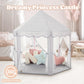 Sumbababy Princess Castle Tent - Grey Hexagon Playhouse with Fairy Star Lights for Kids - Indoor/Outdoor Fun