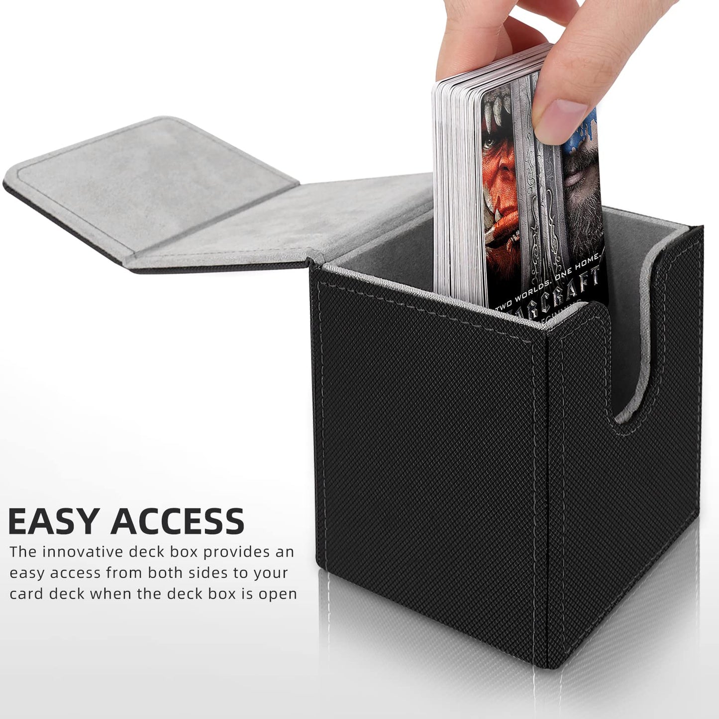 Mlikero 4 Pack Card Deck Box Large Size Fit for 100+Single Sleeved Cards with 4 Dividers Trading Commander Deck Box Compatible with Mtg Card Deck enhanced Leather Deck Box for Trading Cards