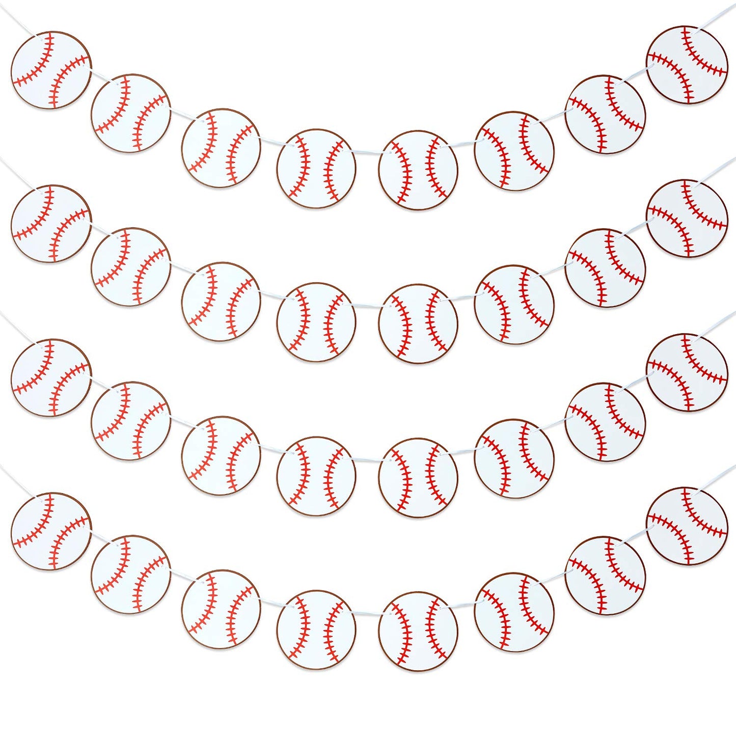 Boao 4 Pieces Baseball Banner Paper Garland Baseball Party Decorations Bunting Decor Sports Birthday Baby Shower Party Supplies