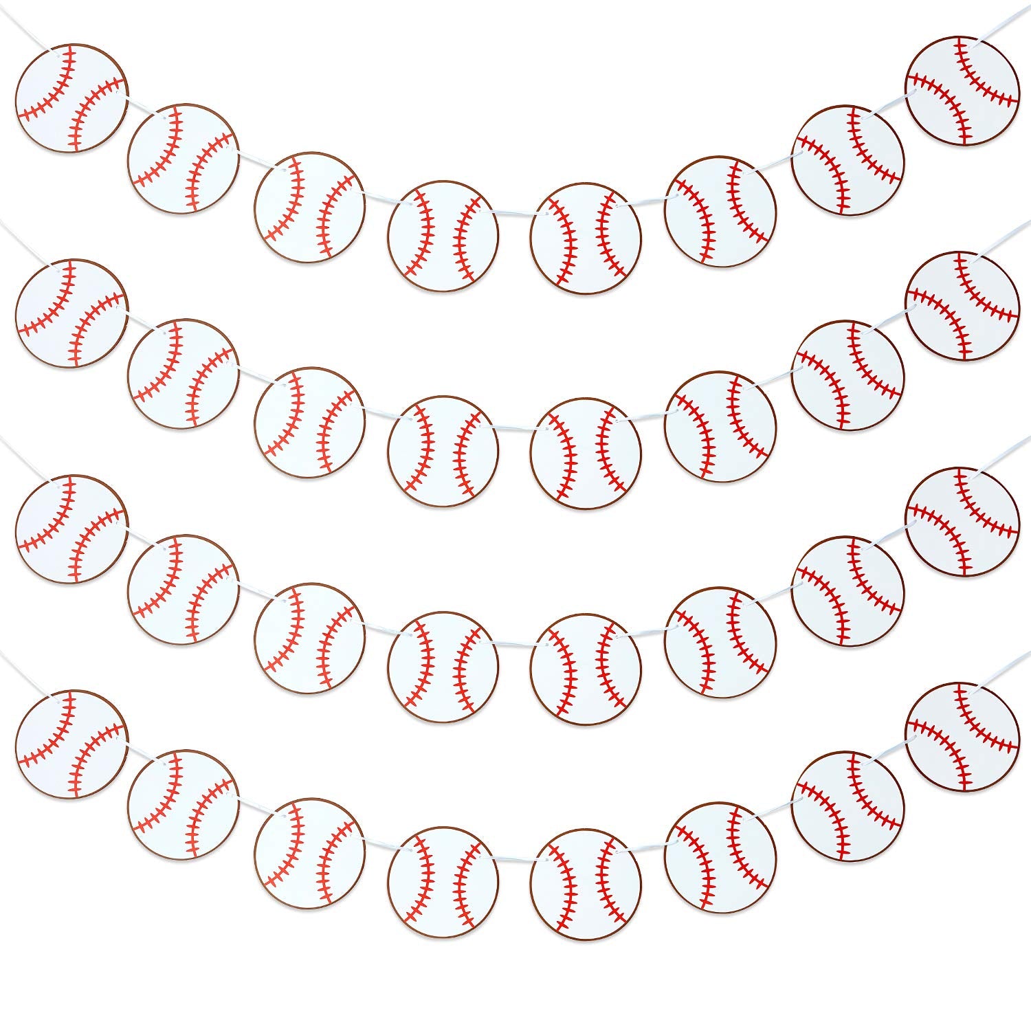 Boao 4 Pieces Baseball Banner Paper Garland Baseball Party Decorations Bunting Decor Sports Birthday Baby Shower Party Supplies