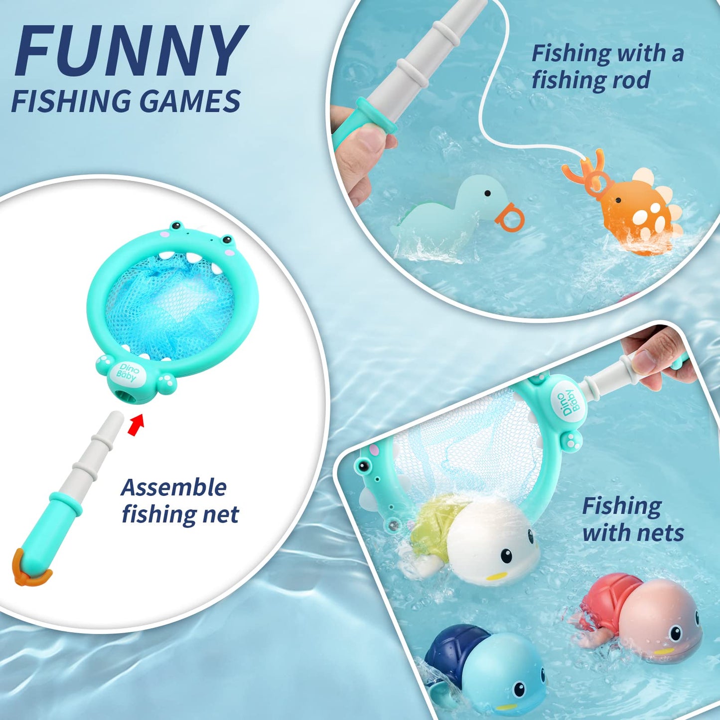 Lzzapj Baby Bath Toys For Toddlers 1-3, Kid Bathtub Toy With 36 Foam Bath Letter & Number, Fishing Games With Fish Net, Water Pool Toy With Storage Bag, Shower Toy Gift For Boy Girl Infant 1 2 3 4 5 6
