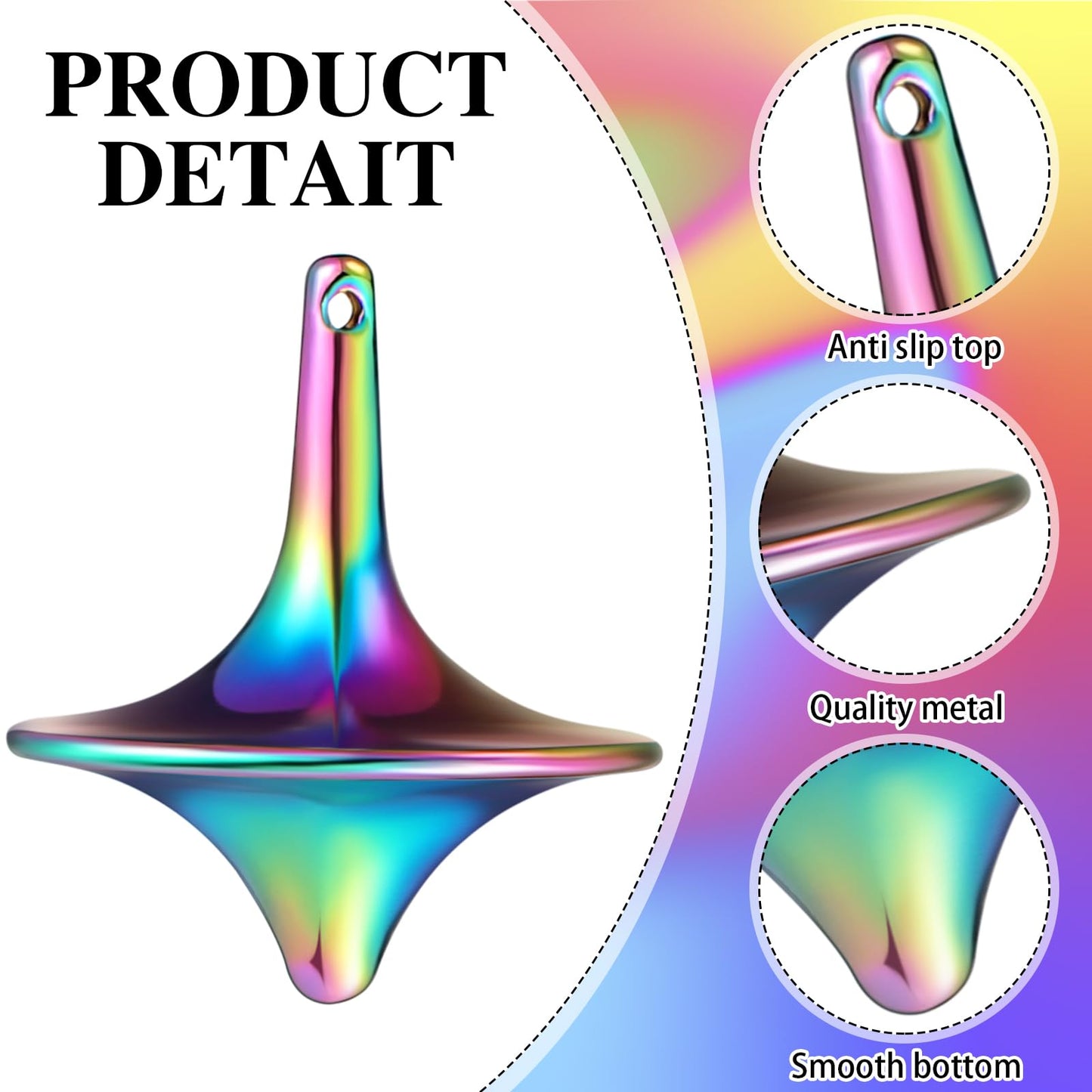 Lenwen 6 Pieces Metal Accurate Top Long Time Little Toy Balance Metal Zinc Alloy Tops for Teens mature-themeds Kill Time Stress Anxiety Gift  1.38 x 1.18'' (Stylish Color)