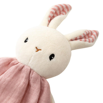 CUDDLE CORNER Organic Cotton Stuffed Animal Rattle Baby Toys, Plush Bunny Cuddle Cloth and Hand Grip Ring Rattles Plush Toy Set