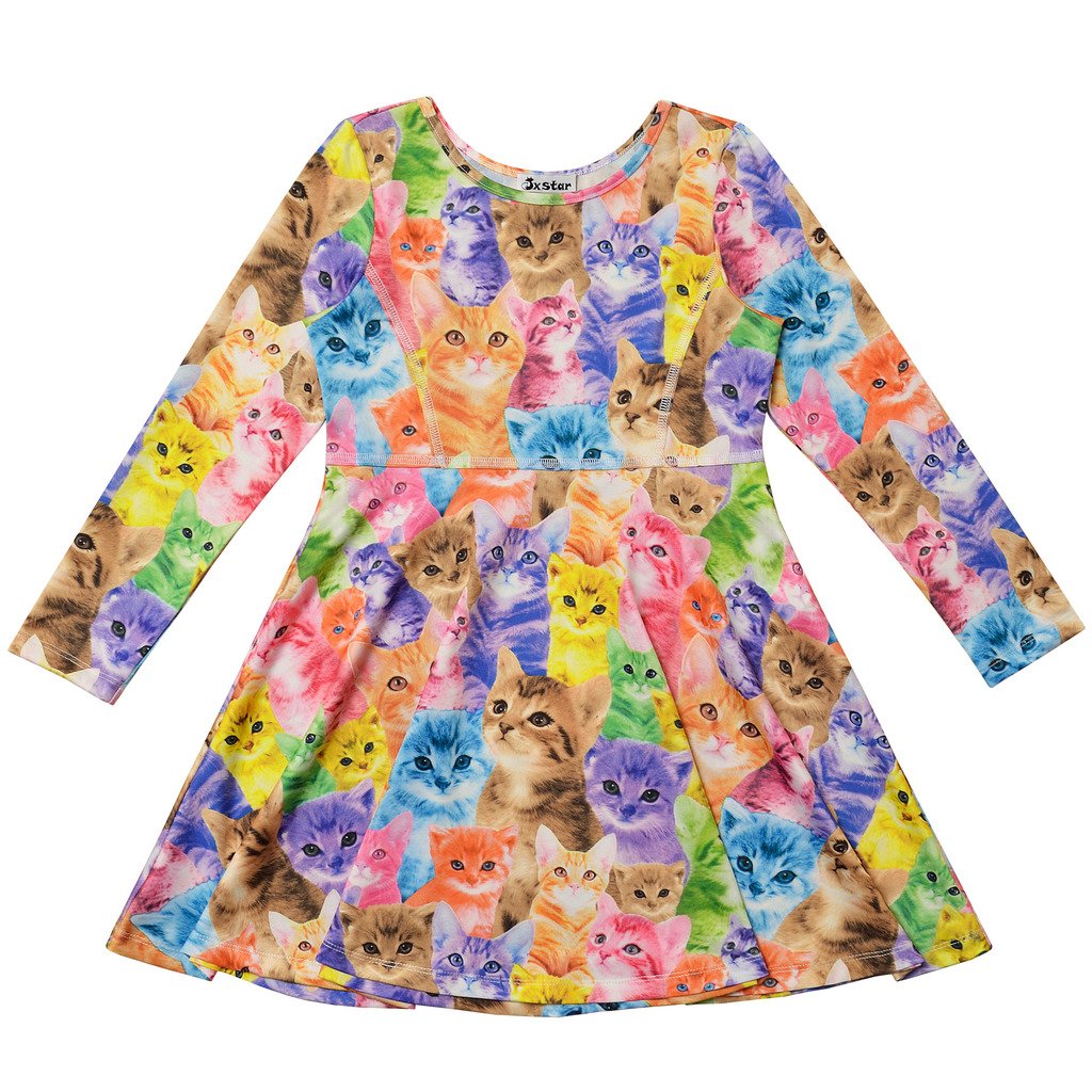 Mermaid Dresses Girls Long Sleeve Swing Fall Winter Fish Scale Outfit Halloween Costume,Size 10 11