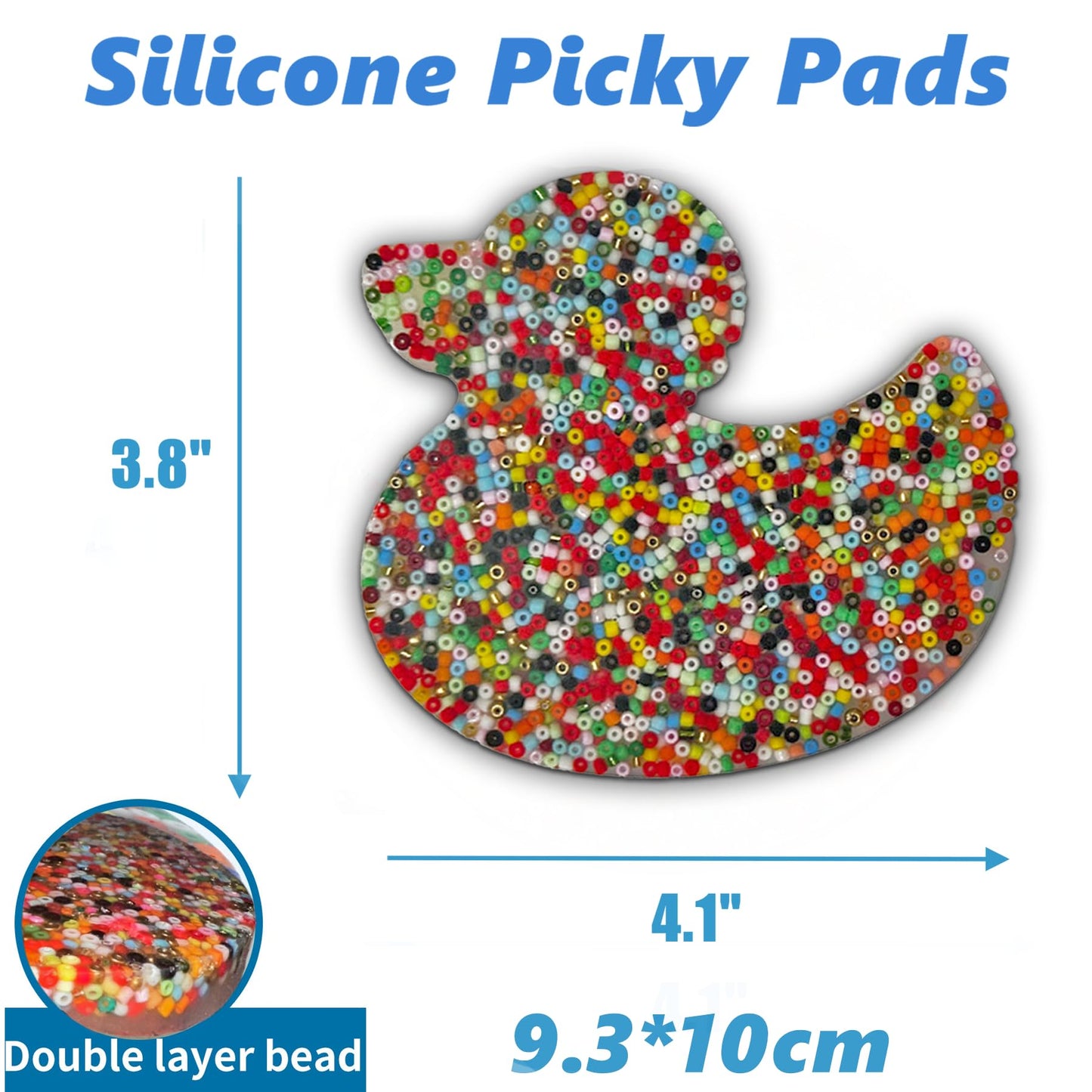 Picky Pad Skin Picking Fidget Toy, Silicone Big Picking Fidget Pad More Beads Duck Shape Trichotillomania Toys for Skin Pickers