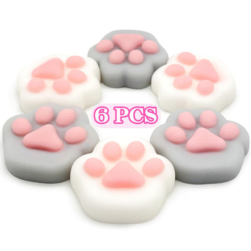 6 Pcs Cat Paws Mochi Squishy Toys, Mini Stress Relief Kawaii Squishies For Kids Party Favors, Goodie Bag Stuffers, Easter Basket