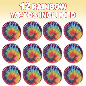 Artcreativity Rainbow Yoyos For Kids, Pack Of 12, Metal Yo-Yo Toys With Colorful Designs, Birthday Party Favors, Goodie Bag Fillers, Holiday Stocking Stuffers, Classroom Prizes