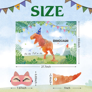 Joarhonal Pin The Tail On The Dinosaur Game - Dinosaur Birthday Party Games For Kids Boys Watercolor Dinosaur Party Supplies Wit