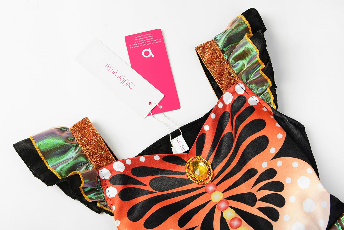 ReliBeauty Butterfly Costume for Girls Costume Monarch Butterfly Kids Toddler Dress up with Butterfly Wings and Headband Halloween 6-7/130