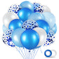 68Pcs Blue And White Balloons Kit 12 Inch, Blue Confetti Balloons Light Blue Baby Blue Pearl White Party Balloons With Ribbons F