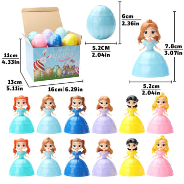 12Pcs Easter Egg Prefilled Princess Toys Easter Gifts For Kids Basket Stuffers Hunting Eggs Party Favor