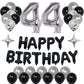 Naninuneno 44Th Black Silver Birthday Party Decorations For Men Women, Happy 44 Birthday Party Supplies With Black Happy Birthda
