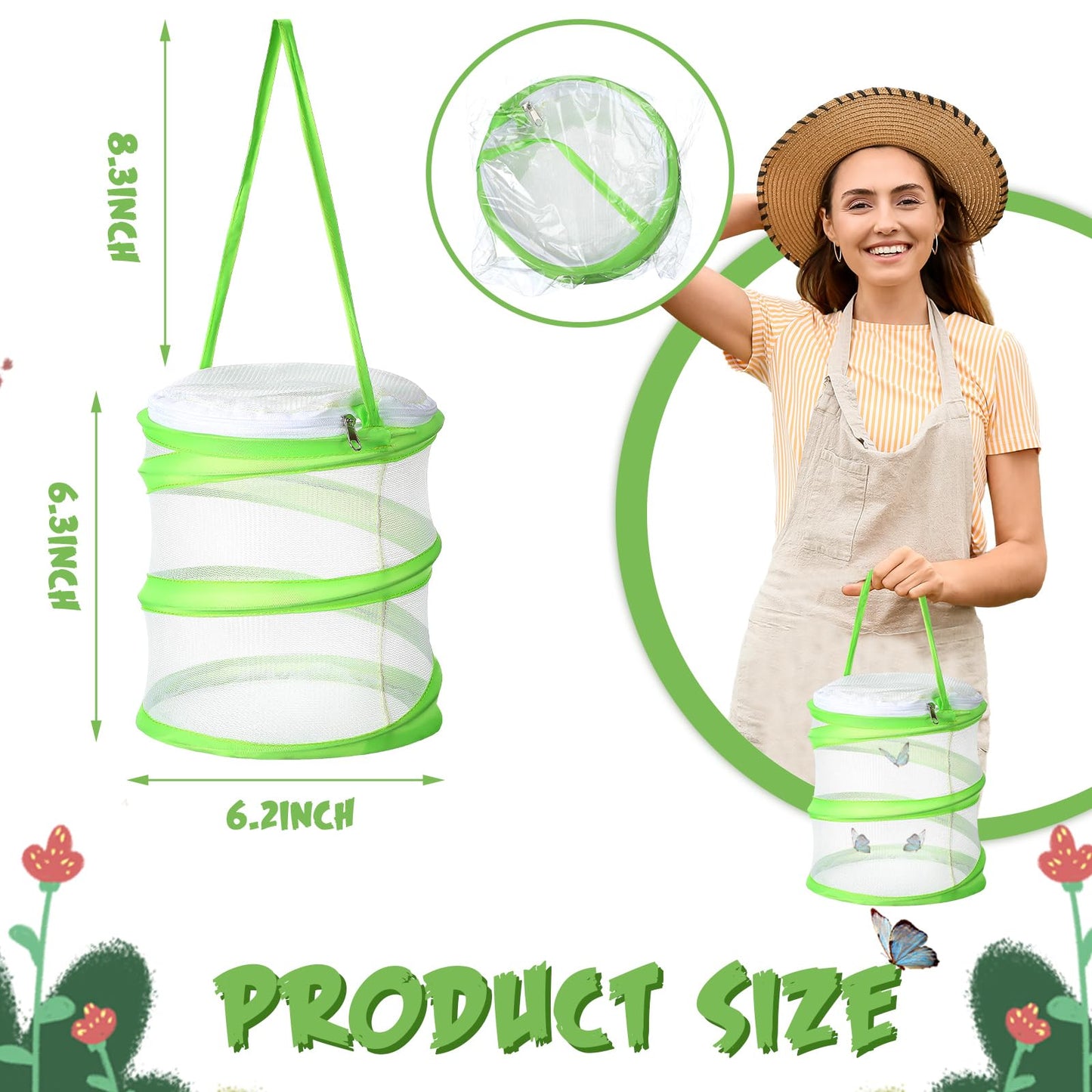 Sherr 4 Pack Butterfly Habitat Cage Clear Mesh Mini Butterfly Net Habitat Container, Terrarium Pop up(5.5 x 7.1 Inch)