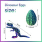 3D Printed Dinosaur Toy, 3D Printed Skeleton Dinosaur Egg With Articulated Tyrannosaurus Rex, Mystery Crystal Dinosaur Flexible Rexi Toys With Bone, Articulated Fidget Dragon For Autism/Adhd