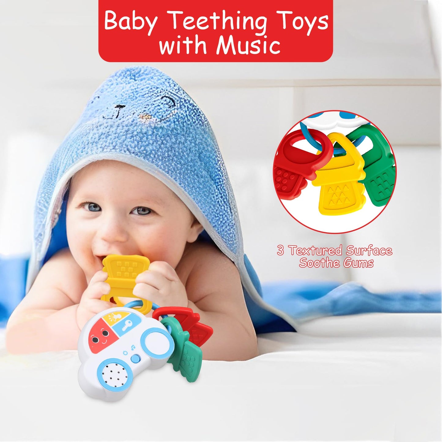 Baby Montessori Sensory Learning Toys With Sounds - Infant Toddlers Travel Activities Musical Teething Toys For Babies 0 3 6 9 12 18 Months - Newborn Shower Gifts For 1 2 3 Year Old Boys Girls