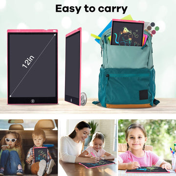 2 Pack Lcd Writing Tablet, 12 Inch Colorful Toddler Drawing Pad Doodle Board, Erasable Educational Toy Christmas Birthday Gift F