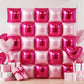 Hot Magenta Pink Square Foil Balloons Wall Tunnel Backdrop Double Sided Metallic Balloon Arch Garland Kit For Anniversary Bachel