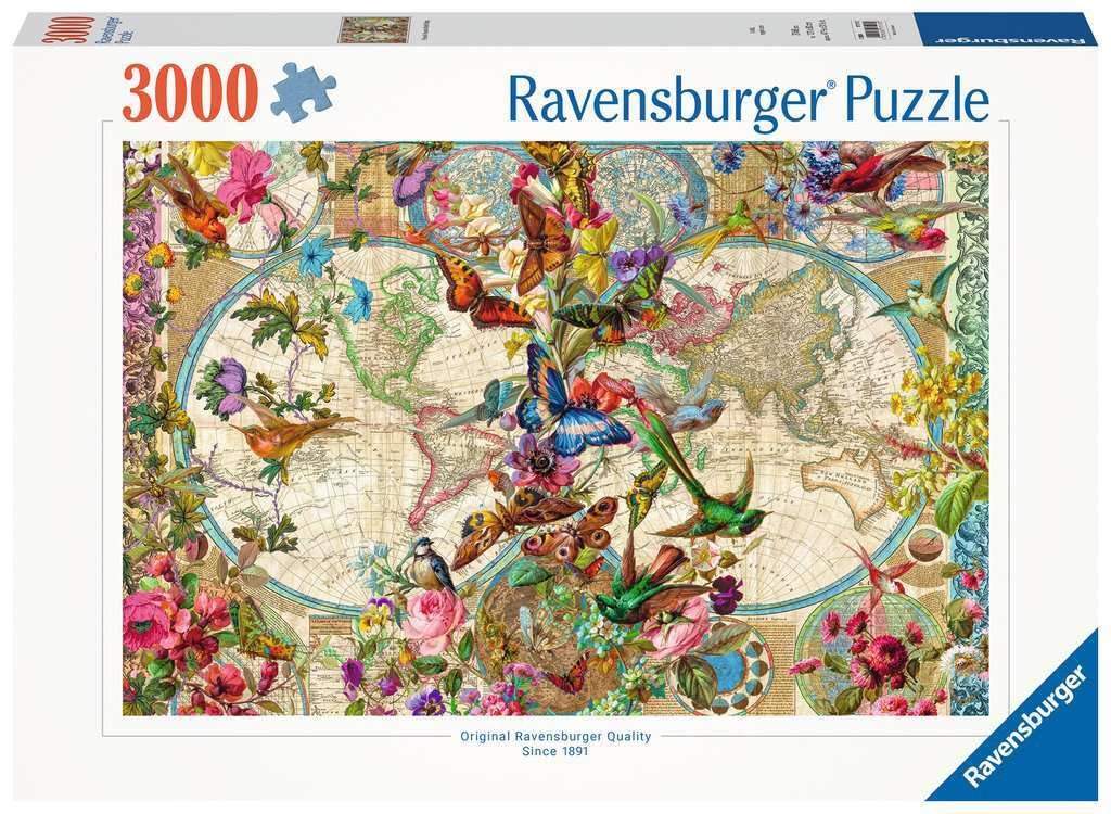 ***2022*** [AW LINES] Ravensburger Flora & Fauna World Map, 3000pc