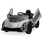 Kidzone 12V Ride On Car, Licensed Lamborghini Autentica Limited Edition Electric Vehicle Toy For Kids & Toddler, Battery Powered Sports Car W/2 Speed, 4 Motors, Parent Control, Spring Suspension -Gray