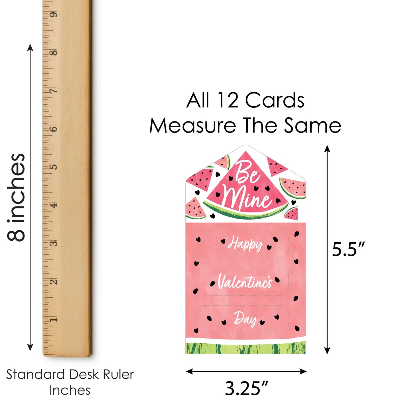 Big Dot Of Happiness Sweet Watermelon - Fruit Cards For Kids - Happy Valentines Day Pull Tabs - Set Of 12